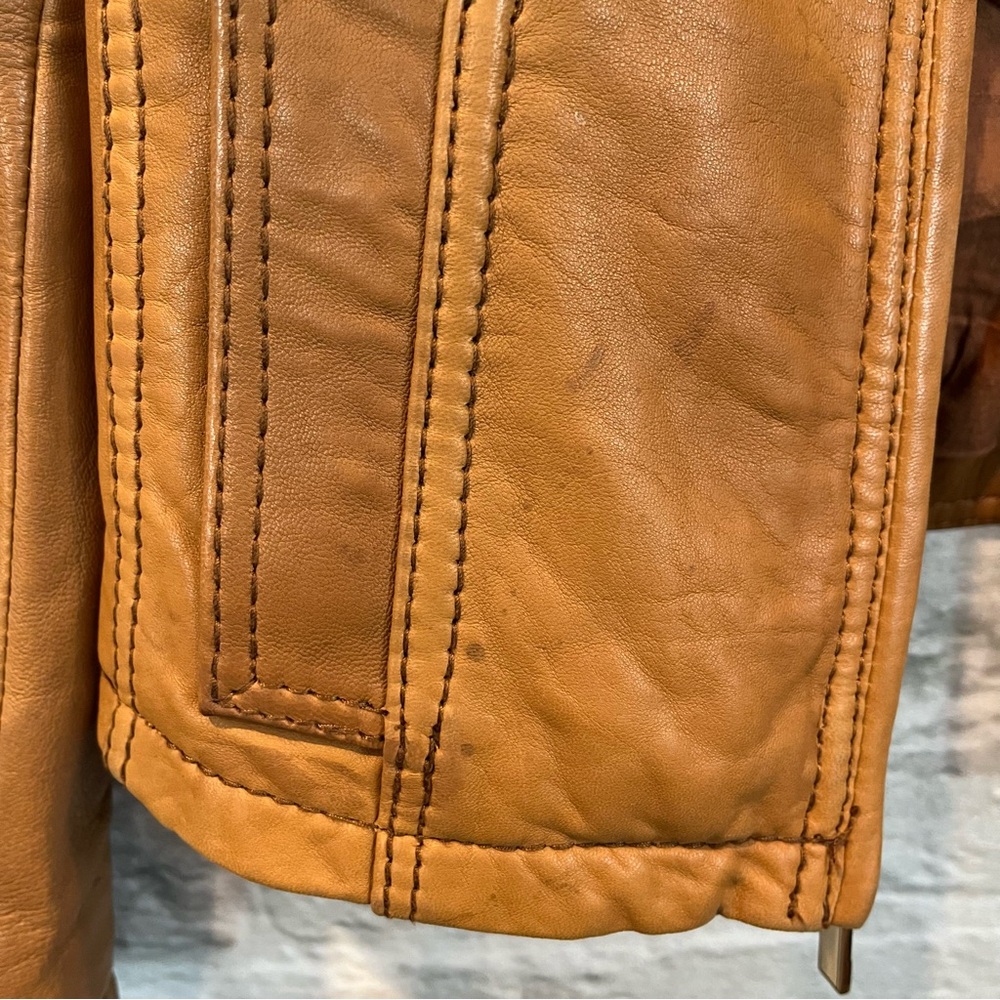 MICHAEL Michael Kors XS Brown Leather Short Moto Jacket -AS IS- - Picture 15 of 16